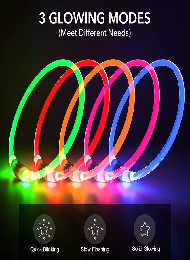 BSEEN Light Up Dog Collar - Type-C Rechargeable LED Dog Collar - 360° Glow in The Dark Pet Collar for Small Medium Large Dogs, TPU Cuttable Puppy Collar Safety Dog Lights for Night Walking (Red 70cm) - Image 2