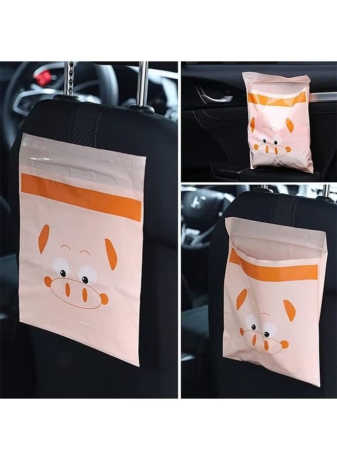 30Pcs Disposable Cartoon Car Trash Bag, Portable Sealable Durable Thickening PEVA Waterproof Leak Proof Vomit Bag, Camping Kitchen Office Storage Bag (Blue+Orange) - Image 3