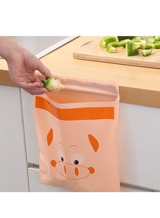 30Pcs Disposable Cartoon Car Trash Bag, Portable Sealable Durable Thickening PEVA Waterproof Leak Proof Vomit Bag, Camping Kitchen Office Storage Bag (Blue+Orange) - Image 4