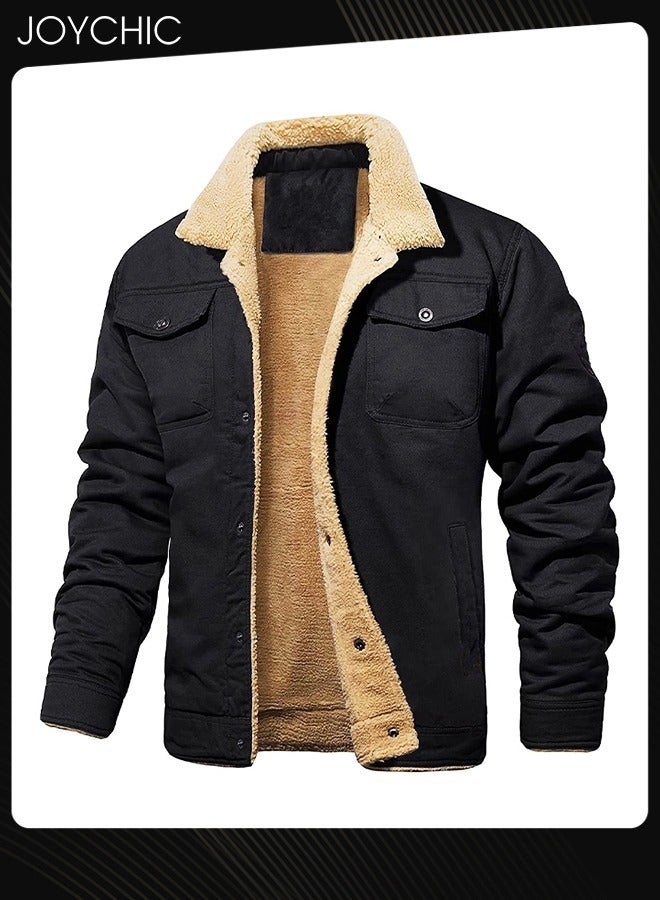 Joychic New Style Men Casual Jackets Autumn and Winter Cotton Warm and Windproof Outwear Black  - Image 1