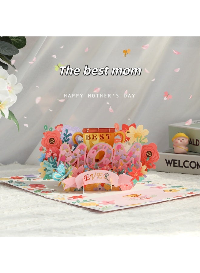 وينر بطاقات معايدة ثلاثية الأبعاد منحوتة من الورق لعيد الأم، بطاقة عيد أم ثلاثية الأبعاد للأم والجدة، أفضل هدية للأم مع ظرف، بطاقة معايدة فارغة لتقديم هدية للأم، بطاقة معايدة لعيد الشكر - Image 1