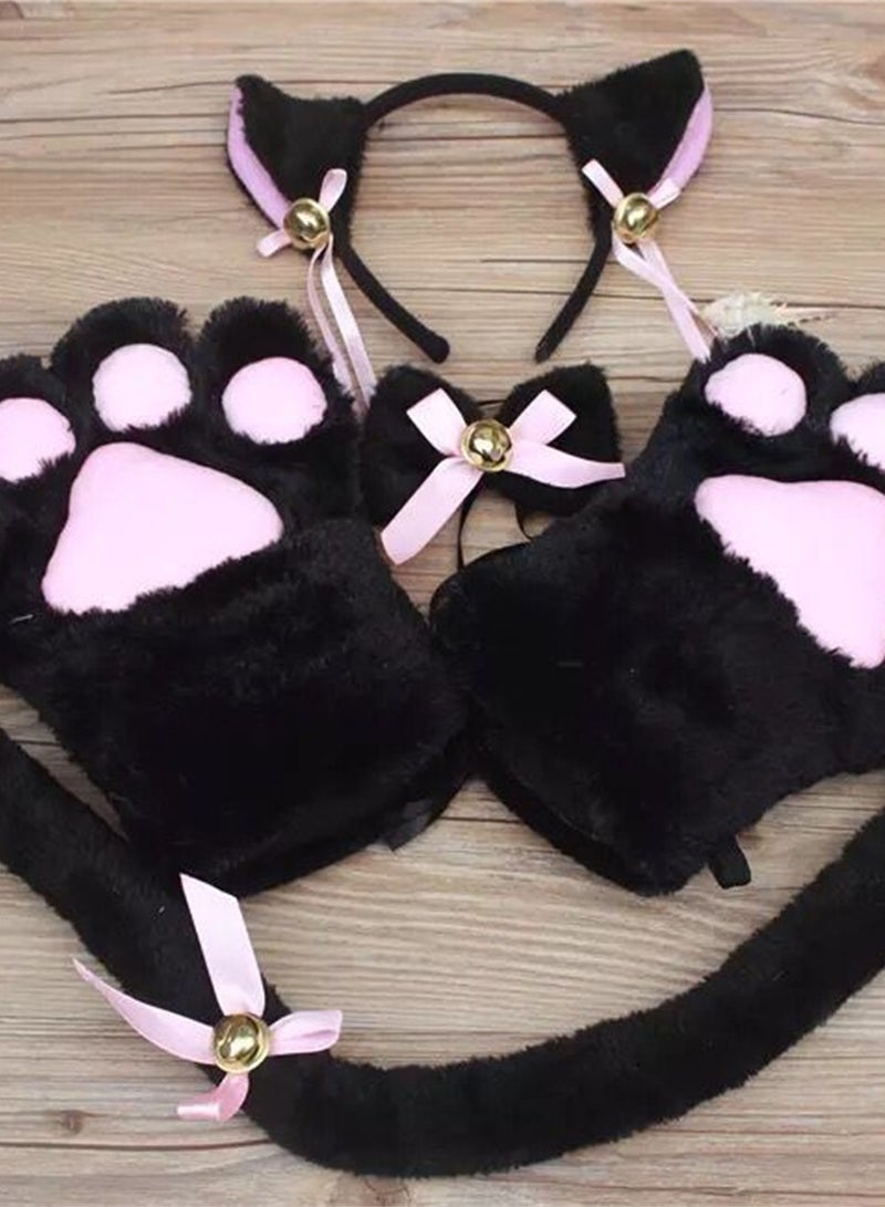 Cat claw gloves 5-piece set maid cat girl cat claw bow tie anime cos accessories gloves - Image 3