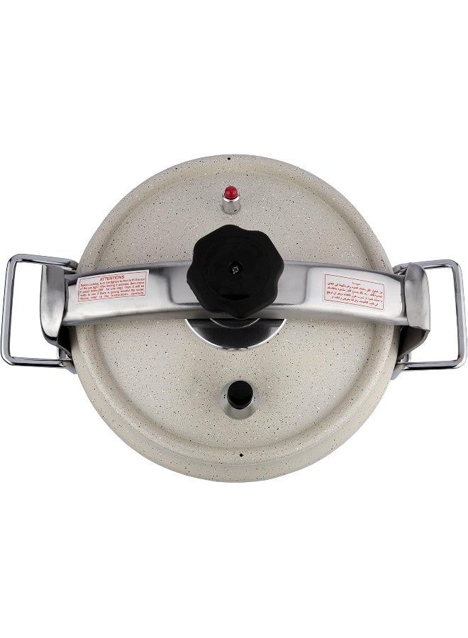 Alsaif 10Liters ALSAIF Aluminum Granite Pressure Cooker Iron Handle, Short Height, 10 Liter, Color: Pearl White Model: K98810/SH/PW, 5 Years warranty Pearl White  - Image 4