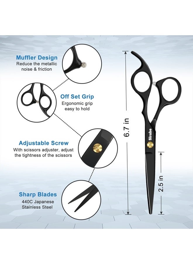 Sirabe 10 PCS Hair Cutting Scissors Set, Professional Haircut Scissors Kit with Cutting Scissors,Thinning Scissors, Comb,Cape, Clips, Black Hairdressing Shears Set for Barber, Salon, Home - Image 2