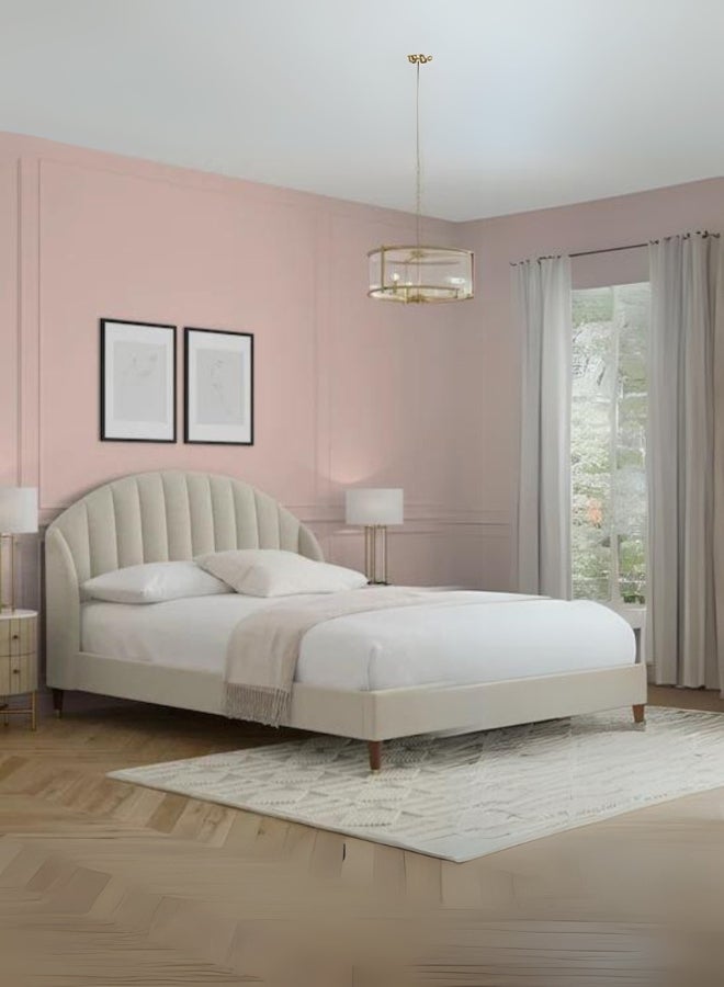 Seraphic Dreams Upholstered Large Twin Size ( Mattress Size 140 X 200 CM ) Dark Beige Color Bed Size 212 L X 148 W ( Mattress Sold Separately )