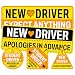 BETANAS Student New Driver Sticker Pack 5 Pieces Vinyl Waterproof UV Printed Funny Yellow Color Stickers for Girl Men Women Gift Birthday Decals Sign for Cars Windows Bumper Bike - Image 2