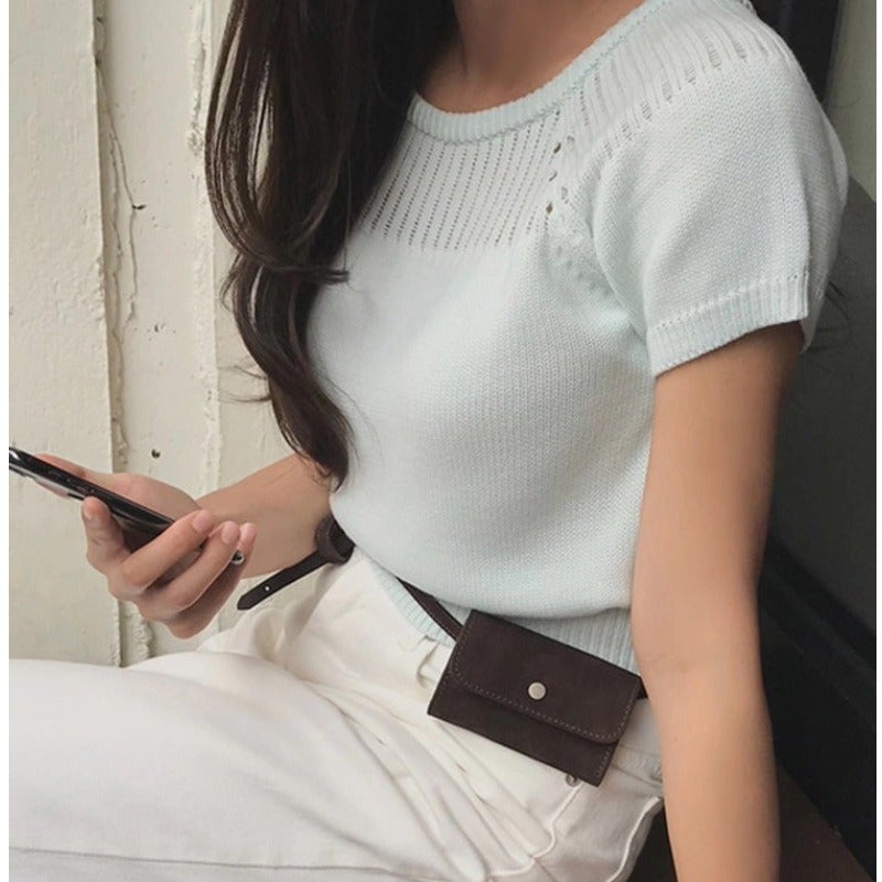 Korean Style Ins Style Suede Waist Bag Spring and Summer Portable Waist Hanging Small Square Bag Small Blogger Wearing Waist Bag - Image 5