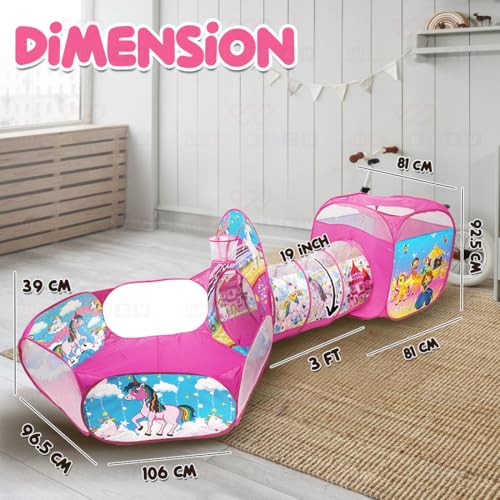 Wembley 3-in-1 Ocean Ball Pool Tunnel for Kids 1-5 Years Girls Boys Toddlers Ball Pit Foldable Tent House for Kids Activity Indoor Outdoor Toys - Balls Not Included,Blue - Image 2