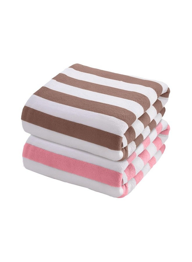 MAXOSHINE Microfiber Towels for Bath Large Size Combo-Super Soft Coral Fleece Bathing Towel with Hook Quick Dry Super Absorbent-Bath Towel for Men and Women-70x140 cm (Brown/Peach, Pack of 2) - Image 1