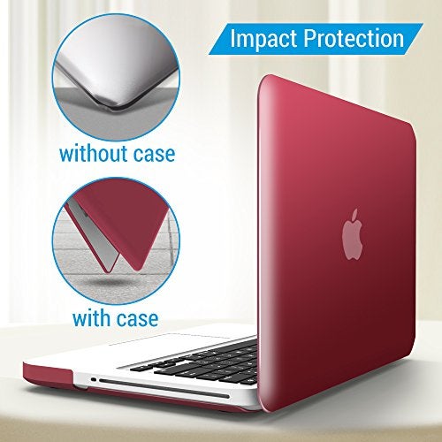 IBENZER Compatible with MacBook Pro 13 Inch case A1278 Release 2012-2008, Plastic Hard Shell Case with Keyboard & Screen Cover for Apple Old Version Mac Pro 13 with CD-ROM, Wine Red, P13WR+2 - Image 4
