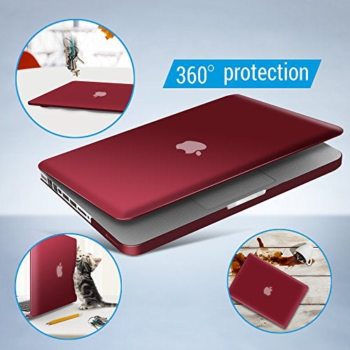 IBENZER Compatible with MacBook Pro 13 Inch case A1278 Release 2012-2008, Plastic Hard Shell Case with Keyboard & Screen Cover for Apple Old Version Mac Pro 13 with CD-ROM, Wine Red, P13WR+2 - Image 5
