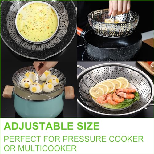 FOFAYU Vegetable Steamer Basket for Cooking, Stainless Steel Veggie Fish Food Steamer Basket, Folding Expandable Steamers to Fit Various Size Pot - Image 5