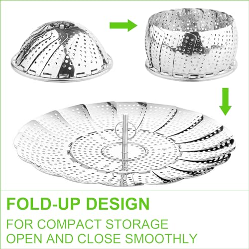 FOFAYU Vegetable Steamer Basket for Cooking, Stainless Steel Veggie Fish Food Steamer Basket, Folding Expandable Steamers to Fit Various Size Pot - Image 4