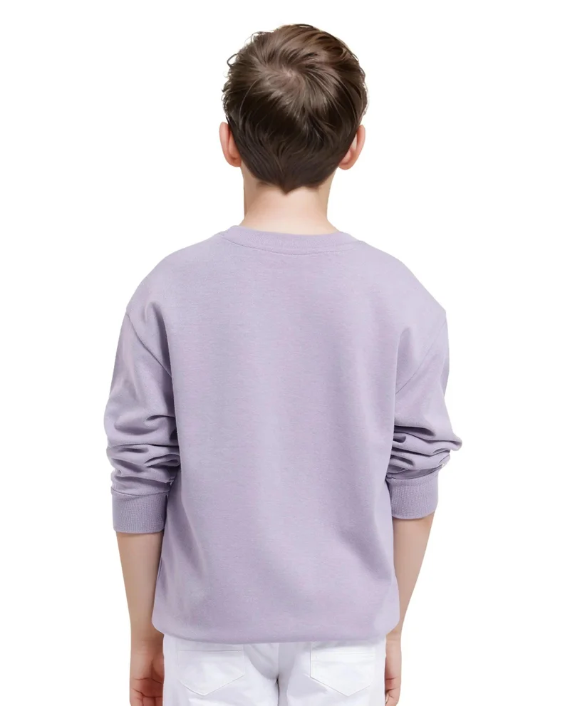 Rare Ones Rare Ones Kids Tamu Dusky Purple Cotton Full Sleeve Crew Neck HD Print With Twill Texture Sweatshirt