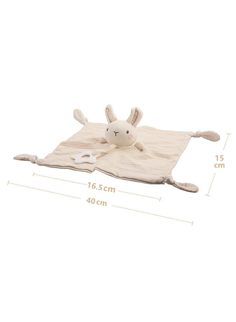 Organic Cotton Baby Soothing Towel Baby Bib Teether Rattle Newborn Doll Baby Toy (Rabbit) - Image 2