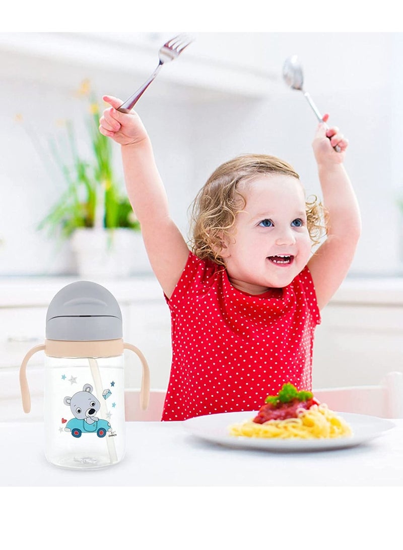 SYOSI Baby Cups & Sippy Cup with Straw and a Spout 420ML, Toddler Drinks Water Bottles Trainer Cup with Handles Leak-Proof Silicone Spout Fall Resistant Toddler Student Kettle, for Babies over 8 Months over - Image 2