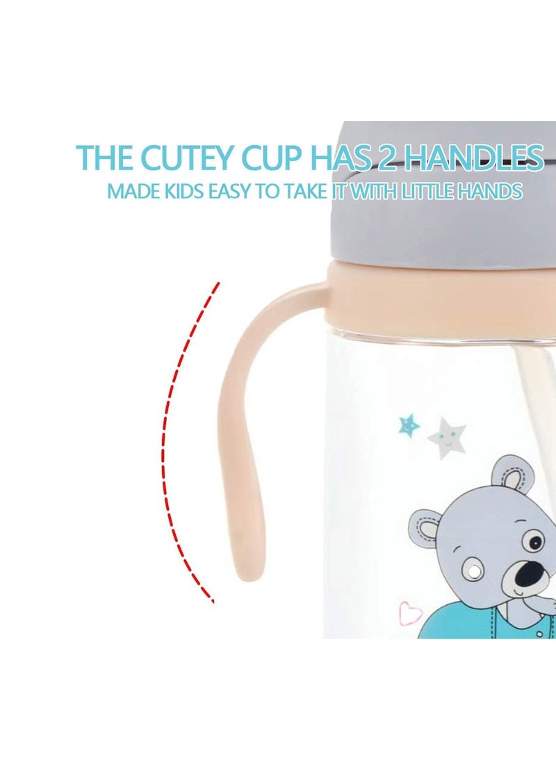 SYOSI Baby Cups & Sippy Cup with Straw and a Spout 420ML, Toddler Drinks Water Bottles Trainer Cup with Handles Leak-Proof Silicone Spout Fall Resistant Toddler Student Kettle, for Babies over 8 Months over - Image 4
