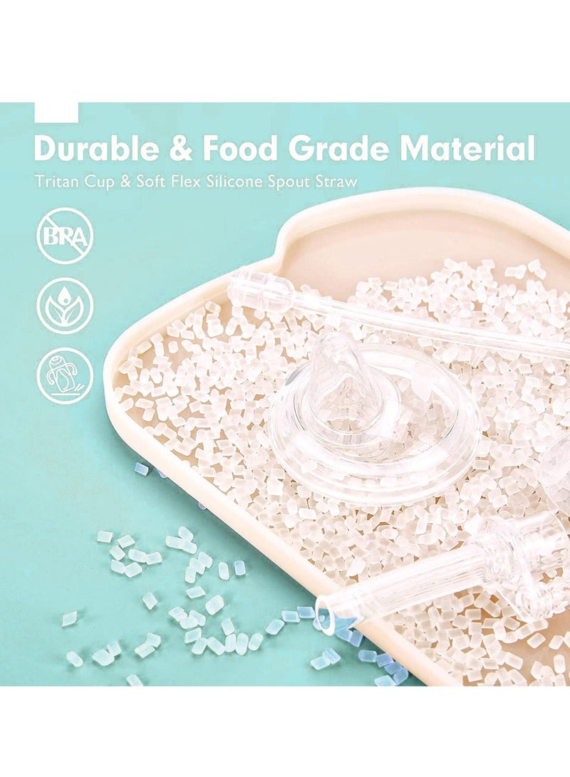 SYOSI Baby Cups & Sippy Cup with Straw and a Spout 420ML, Toddler Drinks Water Bottles Trainer Cup with Handles Leak-Proof Silicone Spout Fall Resistant Toddler Student Kettle, for Babies over 8 Months over - Image 5