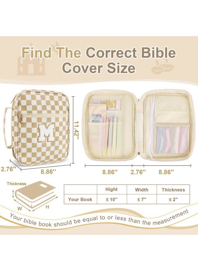 Iqimott Personalized First Bible Cover Case for Women Girls - Large Velvet Bible Case with Handle, Stylish Chenille Letter Bag Working Supplies, Perfect Christmas Gift for Women (Khaki-M) - Image 2