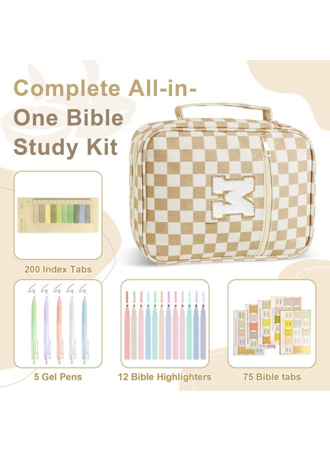 Iqimott Personalized First Bible Cover Case for Women Girls - Large Velvet Bible Case with Handle, Stylish Chenille Letter Bag Working Supplies, Perfect Christmas Gift for Women (Khaki-M) - Image 3