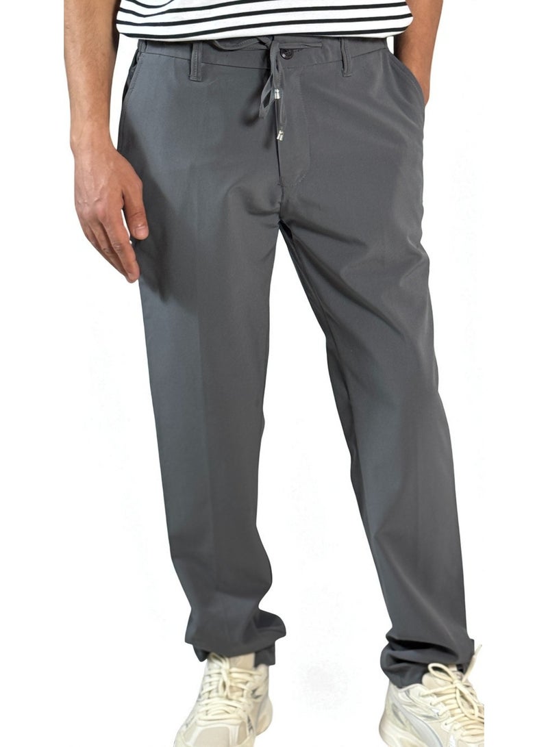 100% بنطال رجالي بخصر متوسط وقماش مطاطي – قصة ضيقة ومريحة | مناسب للاستخدام اليومي - Image 4