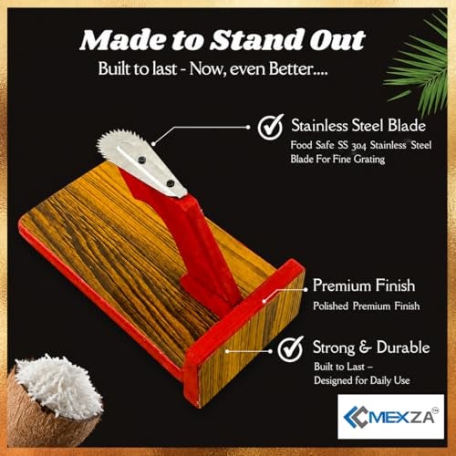 MEXZA™ Wooden Table Top Coconut Scraper Chirava Grater Thengai Thuruvi - Image 5