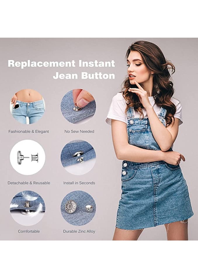 on Pins For Jeans 8 Sets No Sew Replacement Jean Pins17Mm Metal Snaps Press Studs Detachable Reusable - Image 2