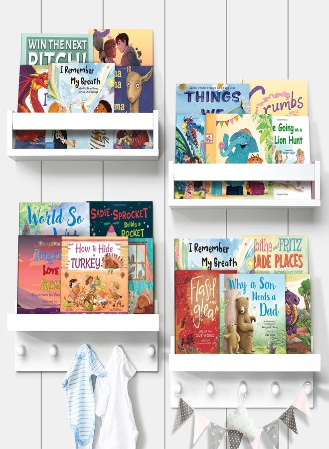 أولييرو مجموعة أولييرو من 4 أرفف كتب عائمة للجدار، رف كتب طبيعي لغرفة الأطفال، رف كتب معلق من خشب البامبو مناسب للأطفال الرضع والمراهقين من الجنسين، أرفف مثبتة على الحائط لتزيين غرفة النوم والحمام - Image 1