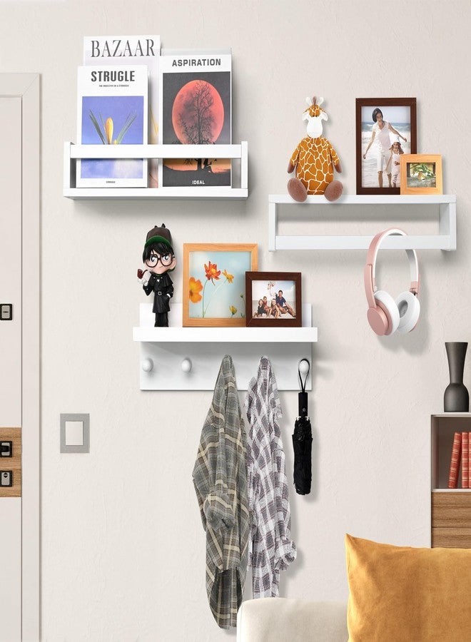 أولييرو مجموعة أولييرو من 4 أرفف كتب عائمة للجدار، رف كتب طبيعي لغرفة الأطفال، رف كتب معلق من خشب البامبو مناسب للأطفال الرضع والمراهقين من الجنسين، أرفف مثبتة على الحائط لتزيين غرفة النوم والحمام - Image 3