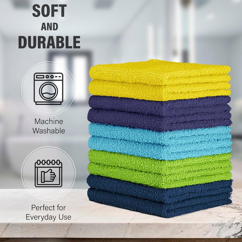 DecorRack 10 Pack 100% Cotton Wash Cloth, Luxurious Soft, 12 x 12 inch Ultra Absorbent, Machine Washable Washcloths, Assorted Set 3 (10 Pack) - Image 2