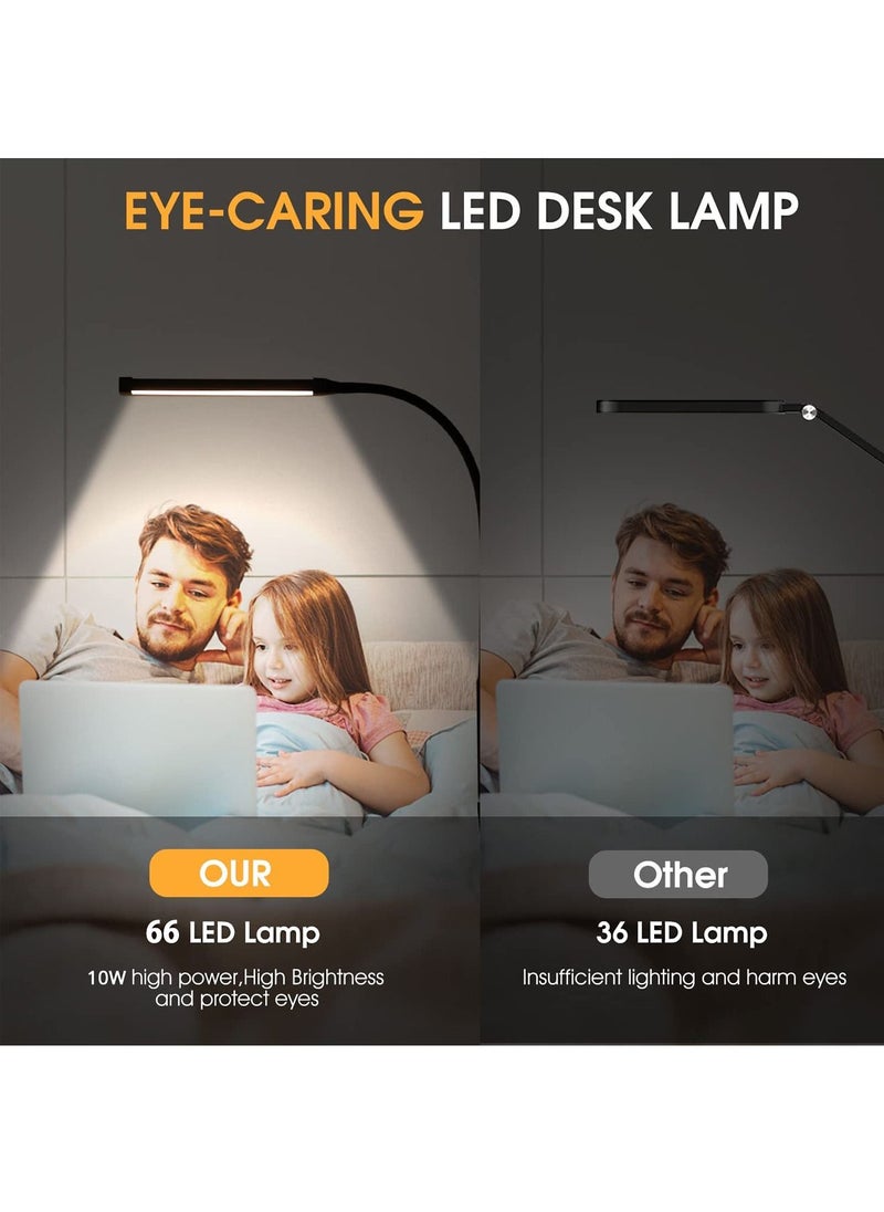 Uwals - LED Desk lamp, Eye-Caring Clip on Lights for Home Office, 3 Modes 10 Brightness, Long Flexible Gooseneck,Metal,Swing Arm Architect Task Table Lamps - Image 1