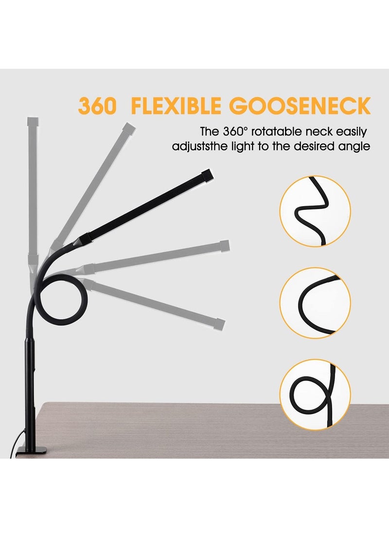 Uwals - LED Desk lamp, Eye-Caring Clip on Lights for Home Office, 3 Modes 10 Brightness, Long Flexible Gooseneck,Metal,Swing Arm Architect Task Table Lamps - Image 1