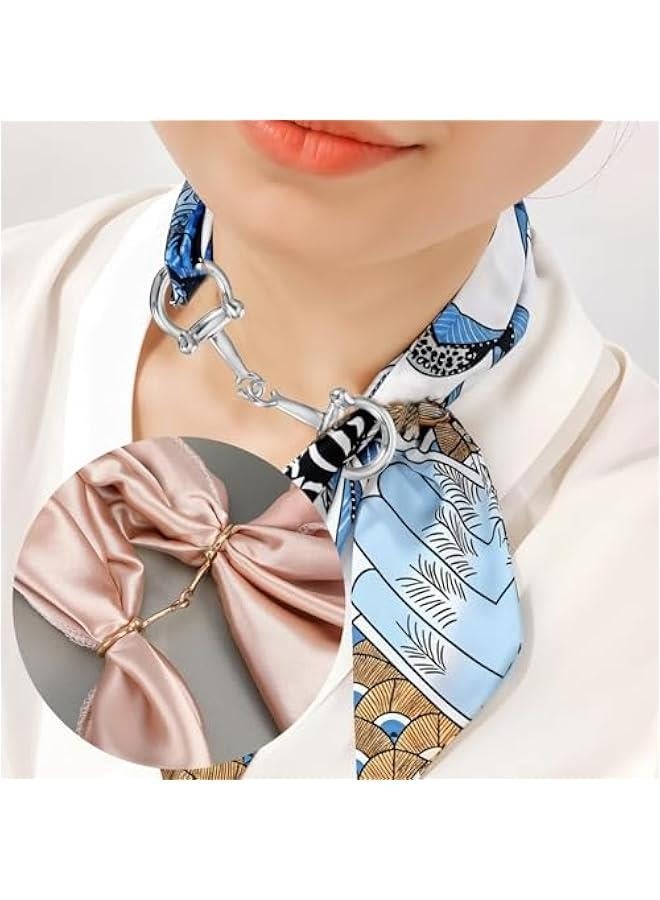 Scarf Ring for Women, 2pcs Metal Horsebit Silk Scarf Buckles Shawl Clip Rings Brooch Pin Buckle Charms for Lady Girls Decoration Accessories  - Image 2