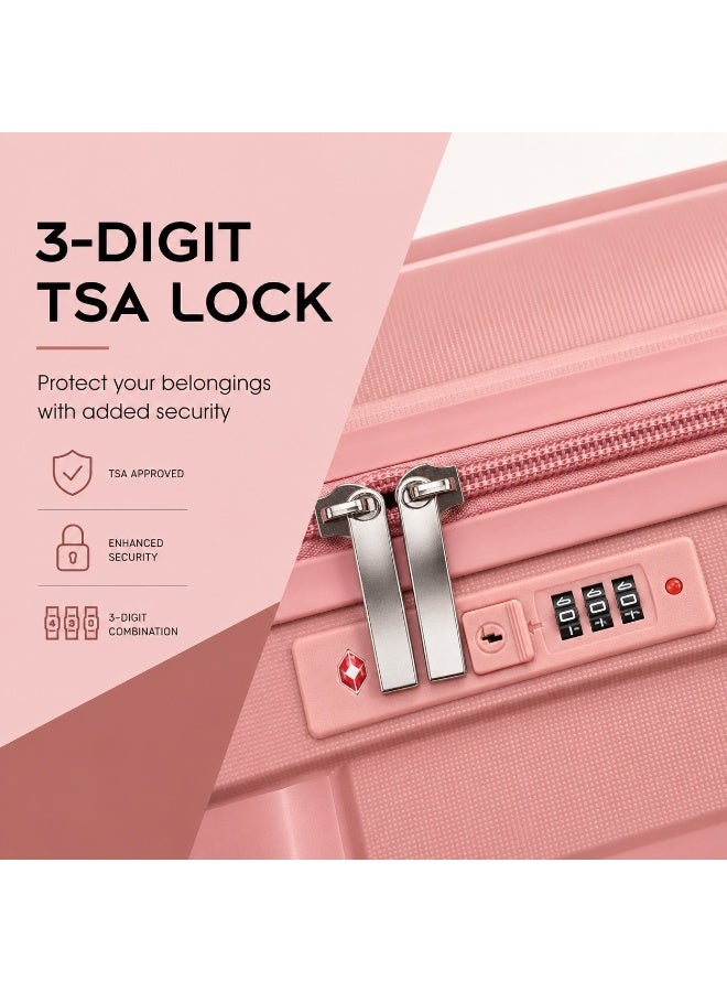 2 Piece Hard Shell Travel Luggage Set 20 & 14 Inch Trolley Suitcases with Spinner Wheels, Secure Lock, Compact Storage for Travel and Daily Use - Image 2