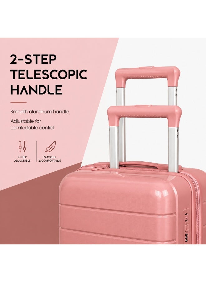 2 Piece Hard Shell Travel Luggage Set 20 & 14 Inch Trolley Suitcases with Spinner Wheels, Secure Lock, Compact Storage for Travel and Daily Use - Image 4