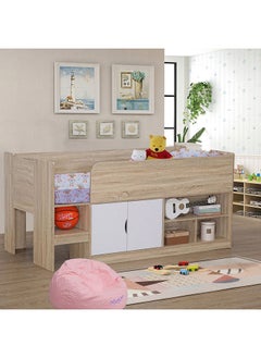 Home Box Kulltorp Cabin Bed With 2 Doors And Shelves 195x93x97.3 cm, Mattress Size - 90x190cm  - Image 1