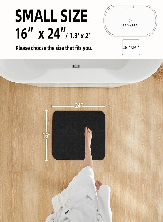 TYUU Black Bath Mat, Bathroom Rugs Non Slip Washable Thin Absorbent Quick Dry Bath Mat Fits Under Door Bathroom Floor Mat Perfect for Bath, Shower, or Sink 16"x24" Black - Image 2