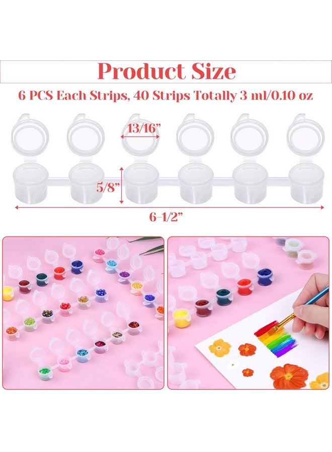 Caffox 240 Pieces Empty Paint Pot, 40 Strips Acrylic Mini Paint Container Strip Storage with Lid for Classrooms School Art and Crafts Paint 3ml/ 0.1oz - Image 4
