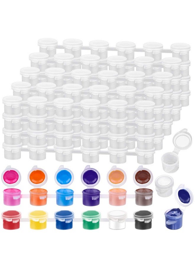 Caffox 240 Pieces Empty Paint Pot, 40 Strips Acrylic Mini Paint Container Strip Storage with Lid for Classrooms School Art and Crafts Paint 3ml/ 0.1oz - Image 1