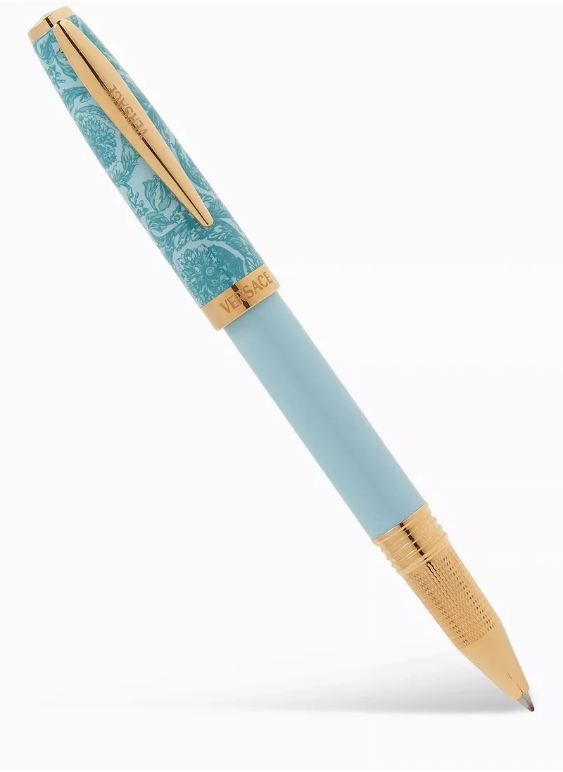 VERSACE Versace Roller Pen Barocco Light Blue Pattern With Gold Details