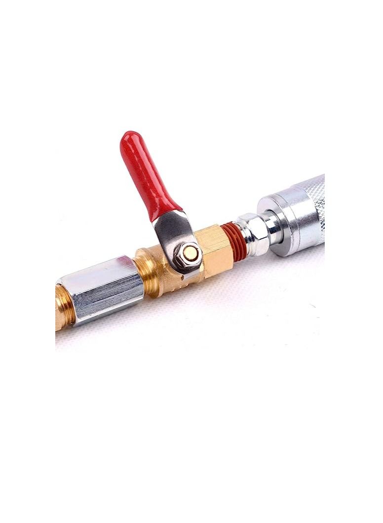 AQSON صمام كروي نحاسي ثقيل 1/4" مع مفتاح إيقاف تشغيل ضاغط الهواء، تركيب أنبوب خيوط NPT ذكر وأنثى 1/4 إنش - Image 5