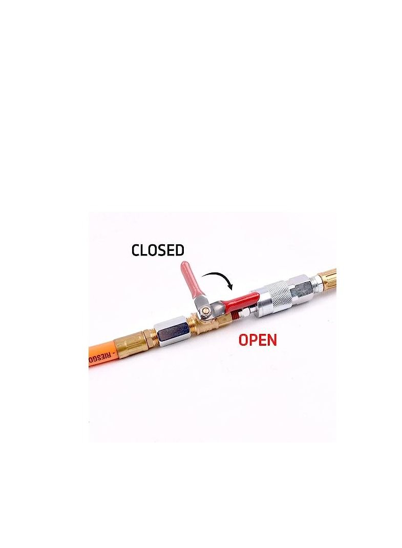 AQSON صمام كروي نحاسي ثقيل 1/4" مع مفتاح إيقاف تشغيل ضاغط الهواء، تركيب أنبوب خيوط NPT ذكر وأنثى 1/4 إنش - Image 3