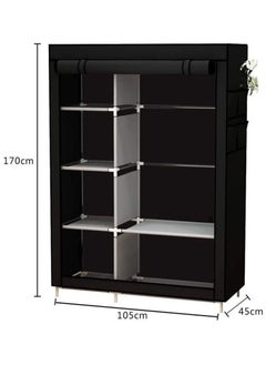 MTL Portable Wardrobe Clothes Storage Organizer Fabric For Clothing Black  - Image 2