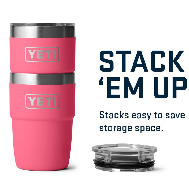 YETI Rambler 8 oz Insulated Coffee Mug with Lid - Stackable Double-Wall Vacuum Insulated Cup - DuraSip Ceramic Lining - Barista-Friendly Design - Stainless Steel - Dishwasher Safe  Tropical Pink - Image 4