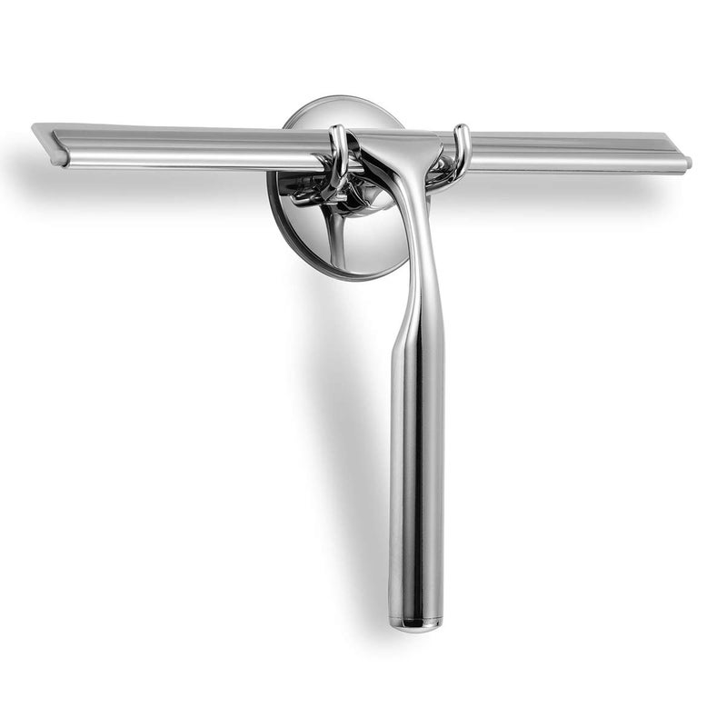 Shower SqueegeeWindow SqueegeeStainless Steel Shower Screen Wiper with Strong Suction Hook for BathroomKitchenMirrorCarWindow and Glass Cleaning10Chrome