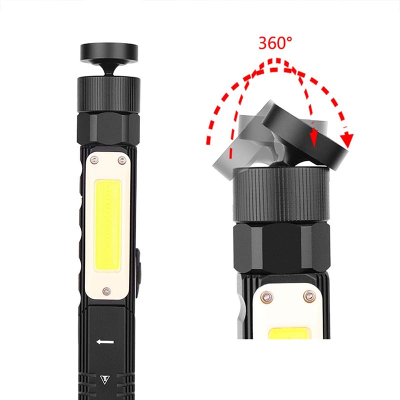 ضوء عمل قابل للطي وشحن عبر USB قابل للتعديل بزاوية 90 درجة مع حزام للرأس للإضاءة في حالات الطوارئ الخارجية - Image 3