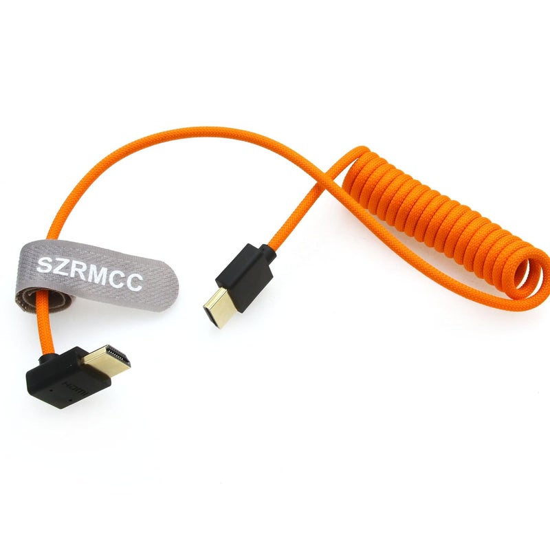 اس زد ار ام سي سي كابل 8K HDMI إلى HDMI بزاوية سفلية فائق السرعة ملفوف مضفر للكاميرا Z Cam E2 Sony FX6 FX9 Canon EOS C70 C300 Portkeys BM5 Atomos Ninjav V Shogun Monitor - Image 5
