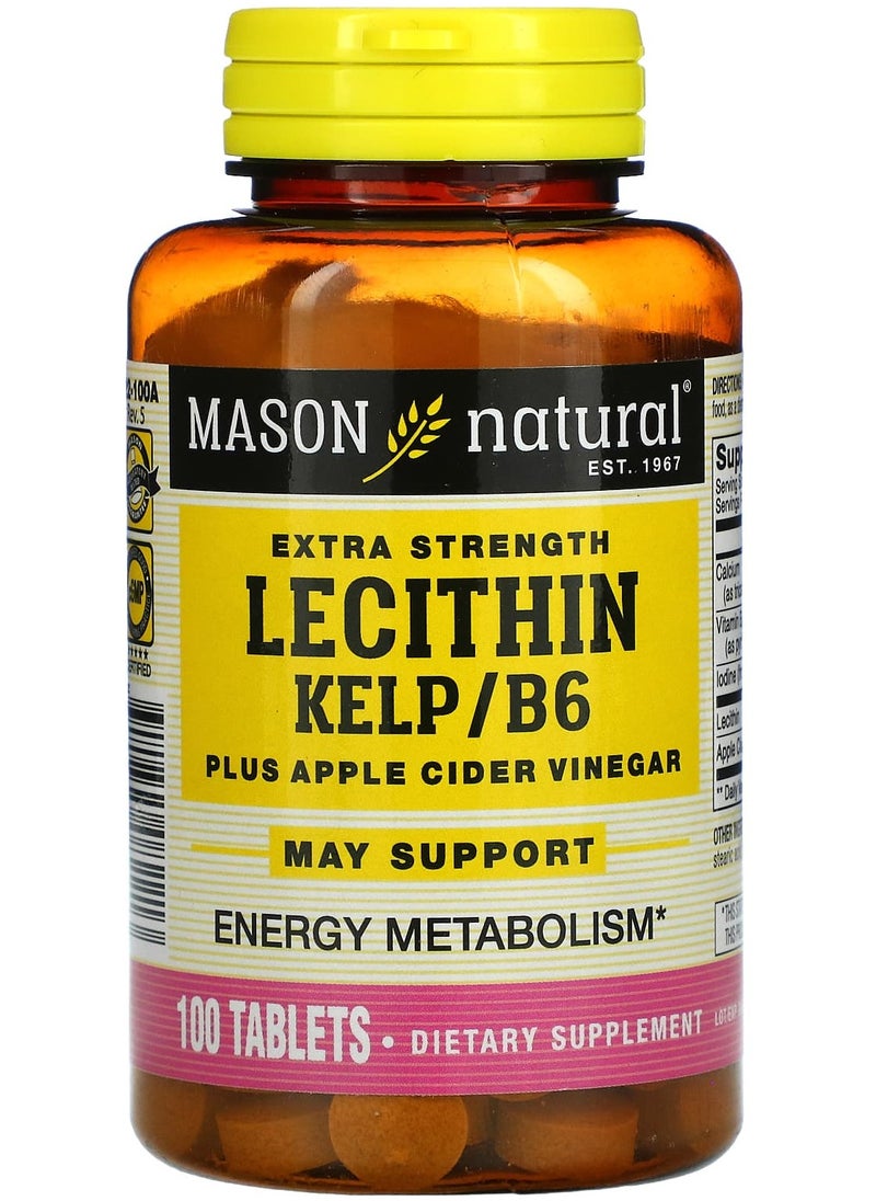 Mason Natural - Extra Strength Lecithin Kelp/B6 Plus Apple Cider Vinegar, 100 Tablets - Image 1