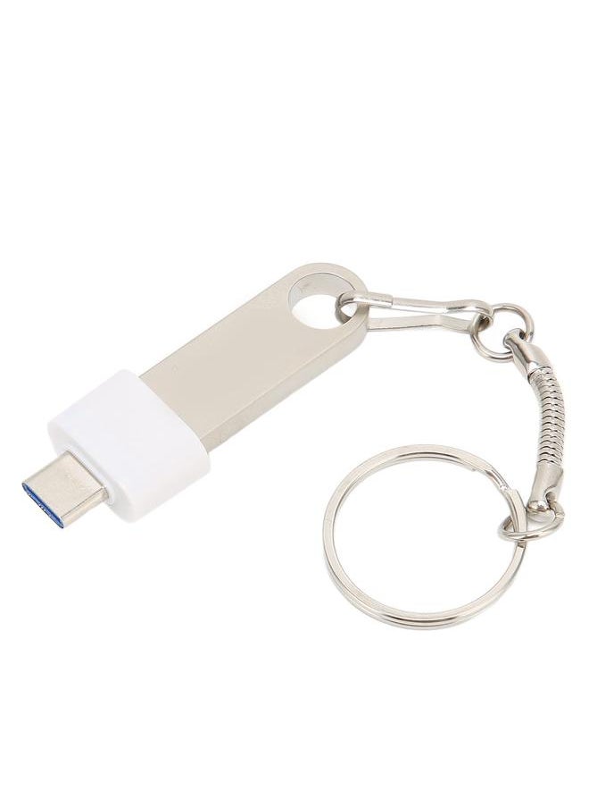 Thoraya - usb2.0 + tpye-C mobile phone computer dual-use USB flash drive with keychain USB2.0 flash memory stick high speed flash drive flash drive thumb drive 128GB silver - Image 1