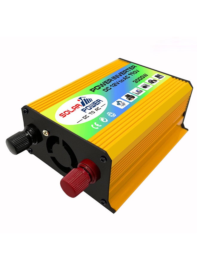 Generic Peaks Power 3000W Modified Sine Wave Inverter High Frequency Power Inverter DC 12V to AC 220V Converter Car Power Charger Inverter with 2.1A Dual USB Port Battery Clips  - Image 2